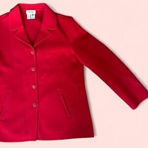 Vintage Late 80s Early 90s Red Wool Blazer Jacket